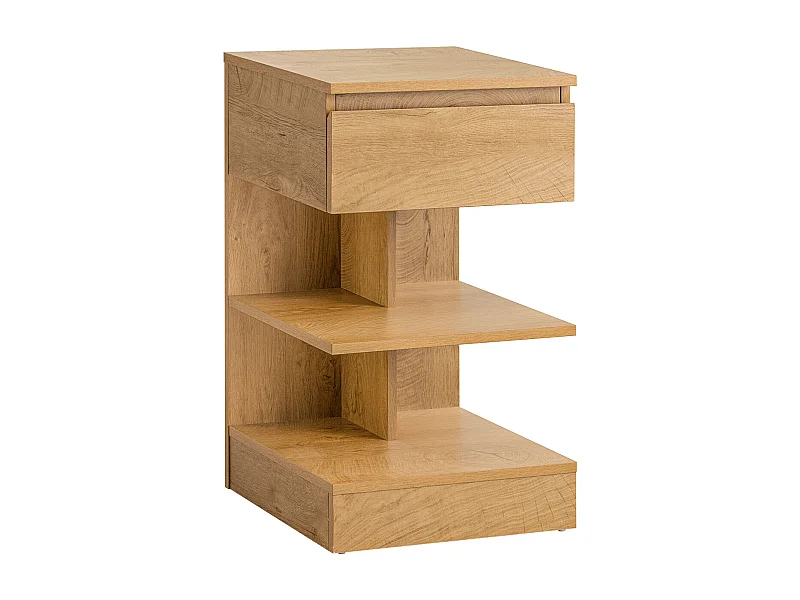 Table de Chevet Table de Nuit Table d’Appoint Bout de Canapé avec 1 tiroir et 2 étagères, FBT49-N