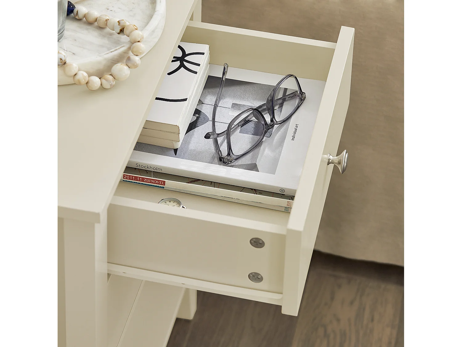 Table de Chevet avec 2 Tiroirs Table de Nuit Bout de Canapé Table d'Appoint, FBT114-MI