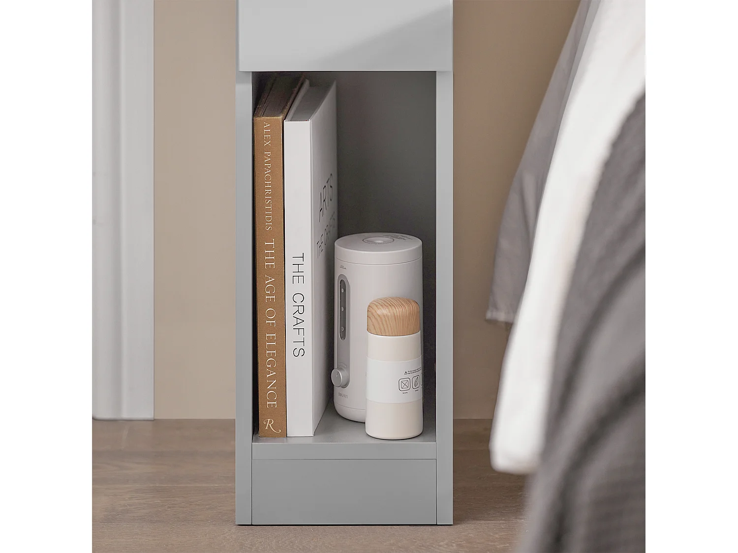 Comodino con cassetto per letto a molle 20x60x35 cm SoBuy Grigio FBT111-HG