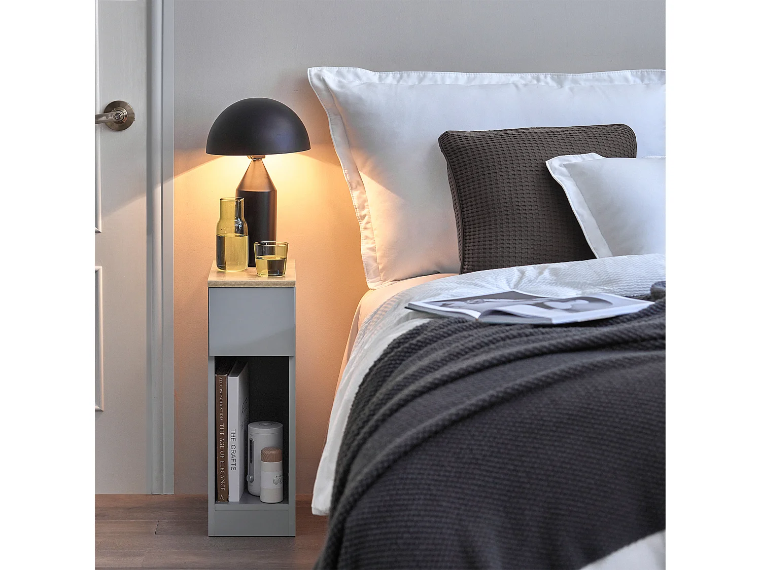 Table de Chevet Table de Nuit Bout de Canapé Table d'Appoint Table Basse avec Tiroir, FBT111-HG