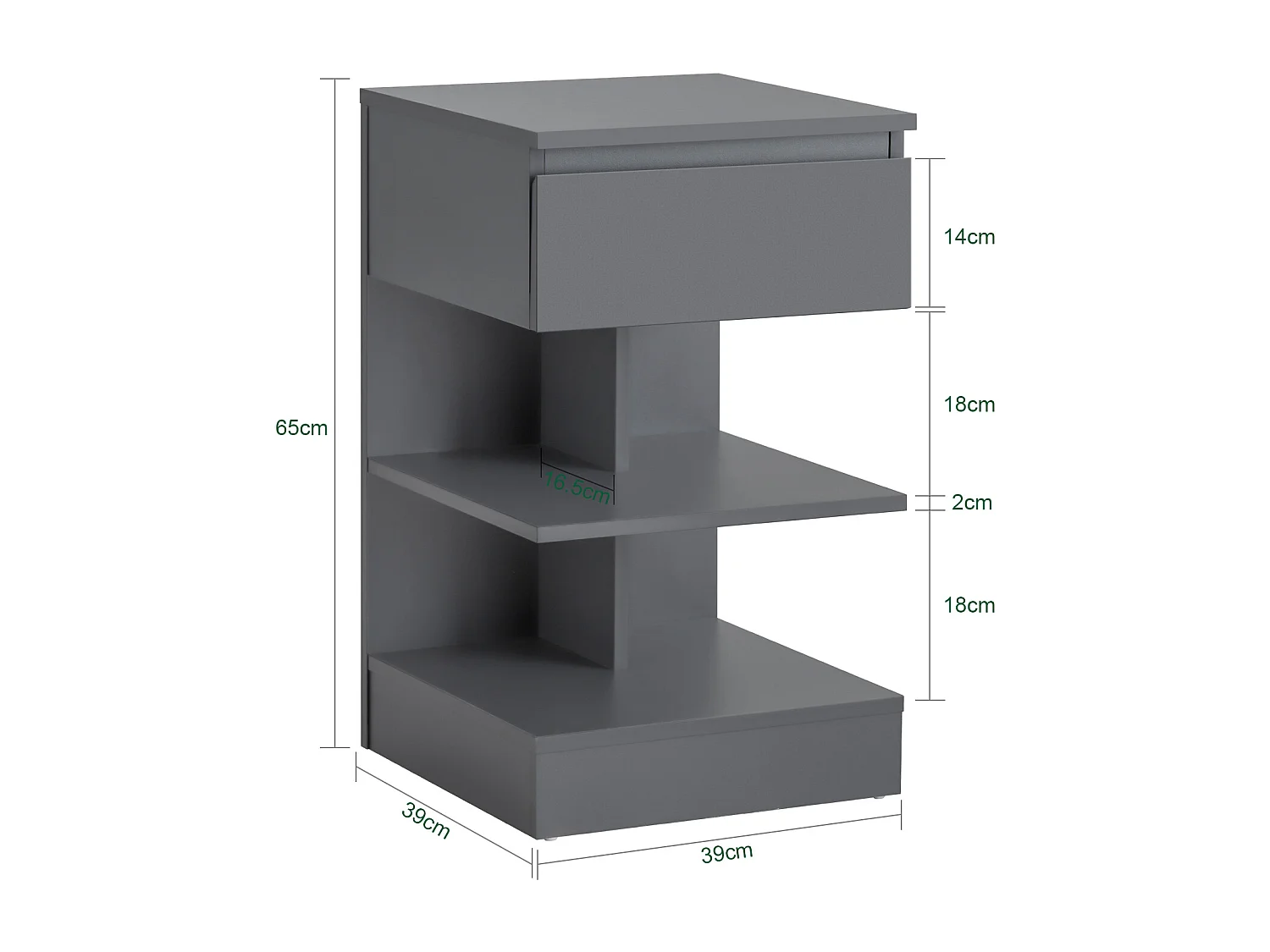 Nachttisch FBT49-HG 39 x 65 x 39 cm Hellgrau