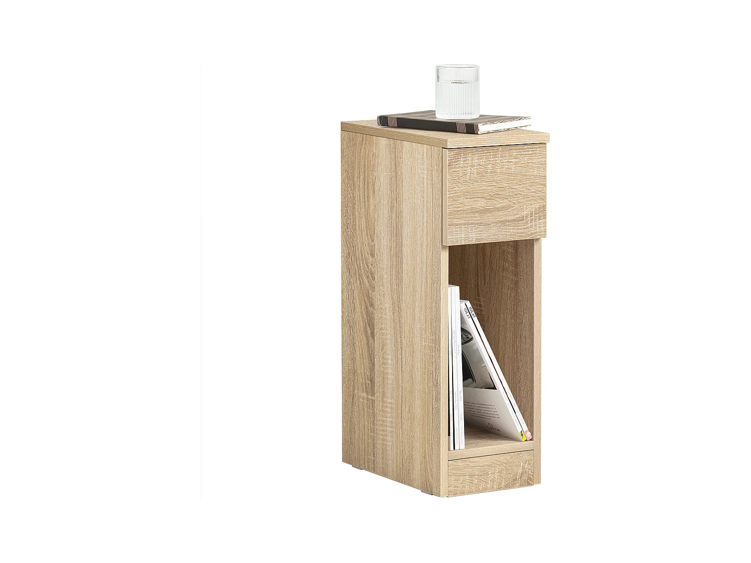 Comodino con cassetto per letto a molle 20x60x35 cm SoBuy Naturale FBT111-N