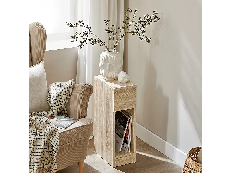 Mesa Auxiliar Mesita de Noche con 1 Cajón Mesa para Salón Comedor 20 x 35 x 60 cm Madera FBT111-N SoBuy ES