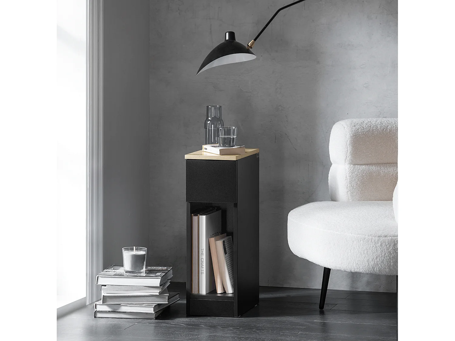 SoBuy FBT111-SCH Nachtkastje Bijzettafel Sofa Bijzettafel Salontafel met Lade voor Woonkamer, Slaapkamer of Kantoor 20x35x60cm