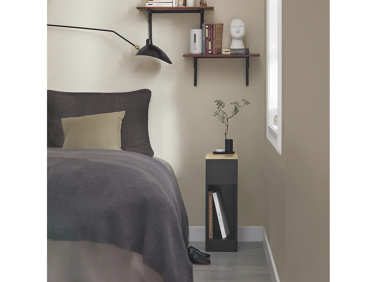 SoBuy FBT111-SCH Nachtkastje Bijzettafel Sofa Bijzettafel Salontafel met Lade voor Woonkamer, Slaapkamer of Kantoor 20x35x60cm