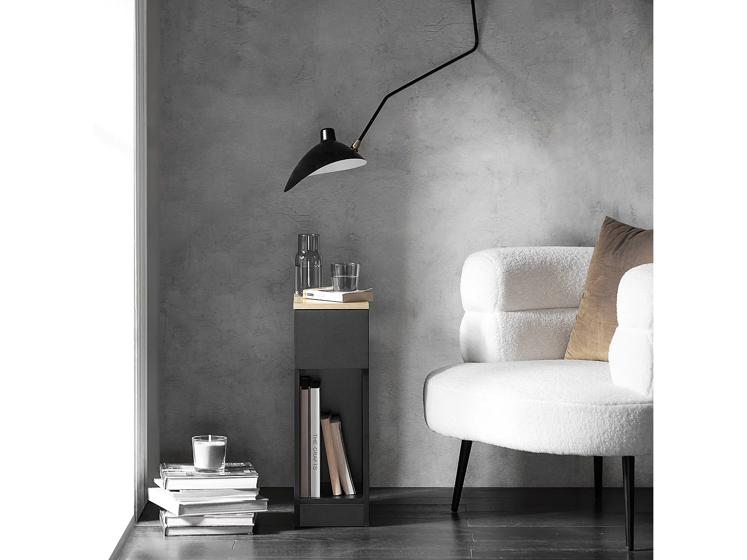 SoBuy FBT111-SCH Nachtkastje Bijzettafel Sofa Bijzettafel Salontafel met Lade voor Woonkamer, Slaapkamer of Kantoor 20x35x60cm