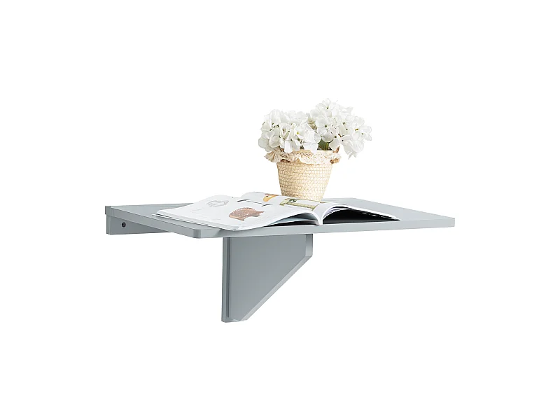 Table Murale Rabattable en Bois, Table de Cuisine, Table Enfant, L60×P40cm -Gris, FWT03-HG