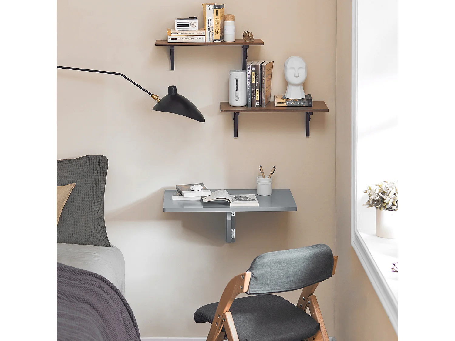 SoBuy Tavolo Pieghevole a Muro scrivania Tavolo per Computer Tavolo da Cucina Grigio FWT03-HG