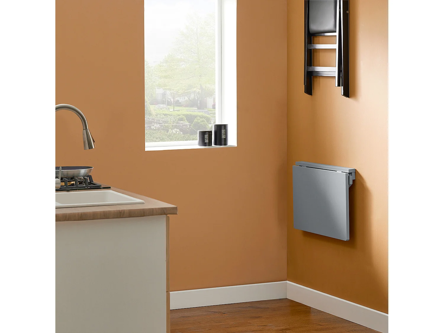 SoBuy Tavolo Pieghevole a Muro scrivania Tavolo per Computer Tavolo da Cucina Grigio FWT03-HG