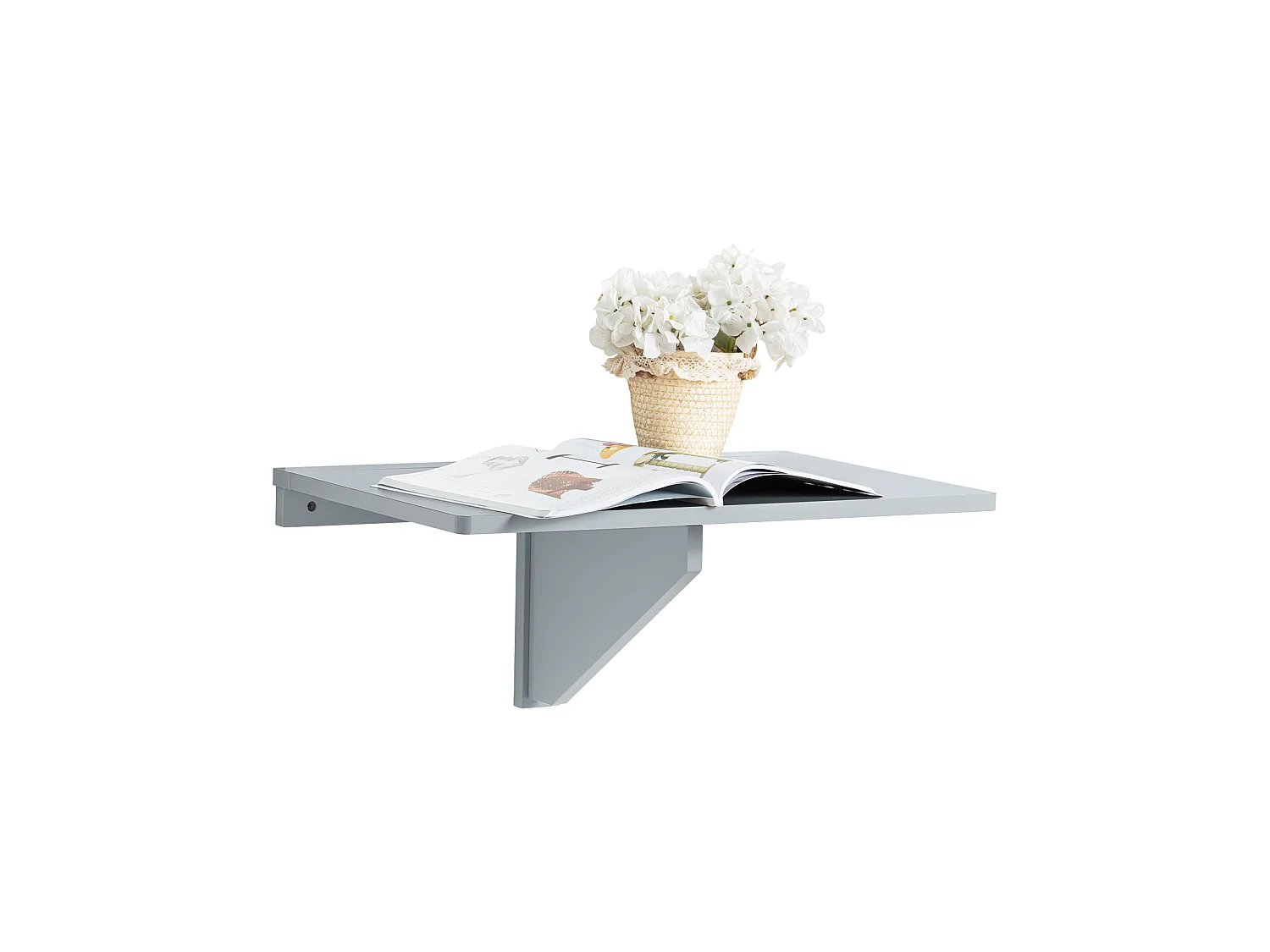 Table Murale Rabattable en Bois, Table de Cuisine, Table Enfant, L60×P40cm -Gris, FWT03-HG
