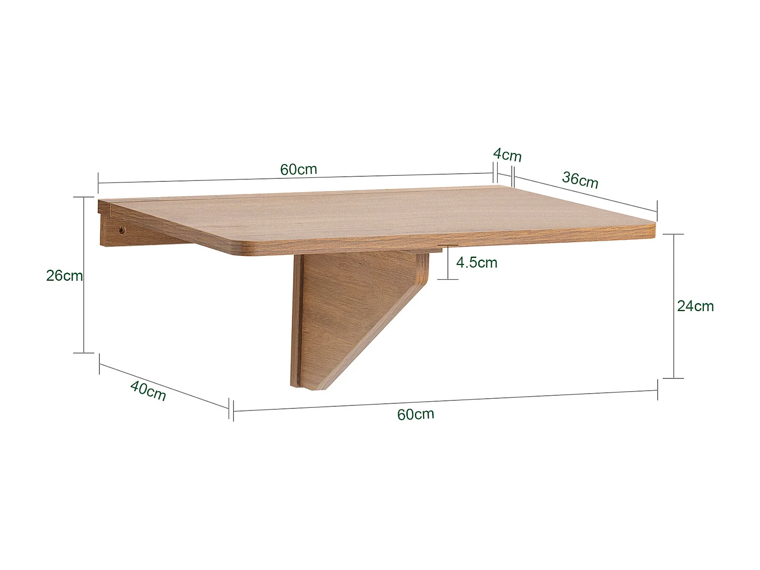 Table Murale Rabattable en Bois, Table de Cuisine, Table Enfant, L60×P40cm, FWT03-PF
