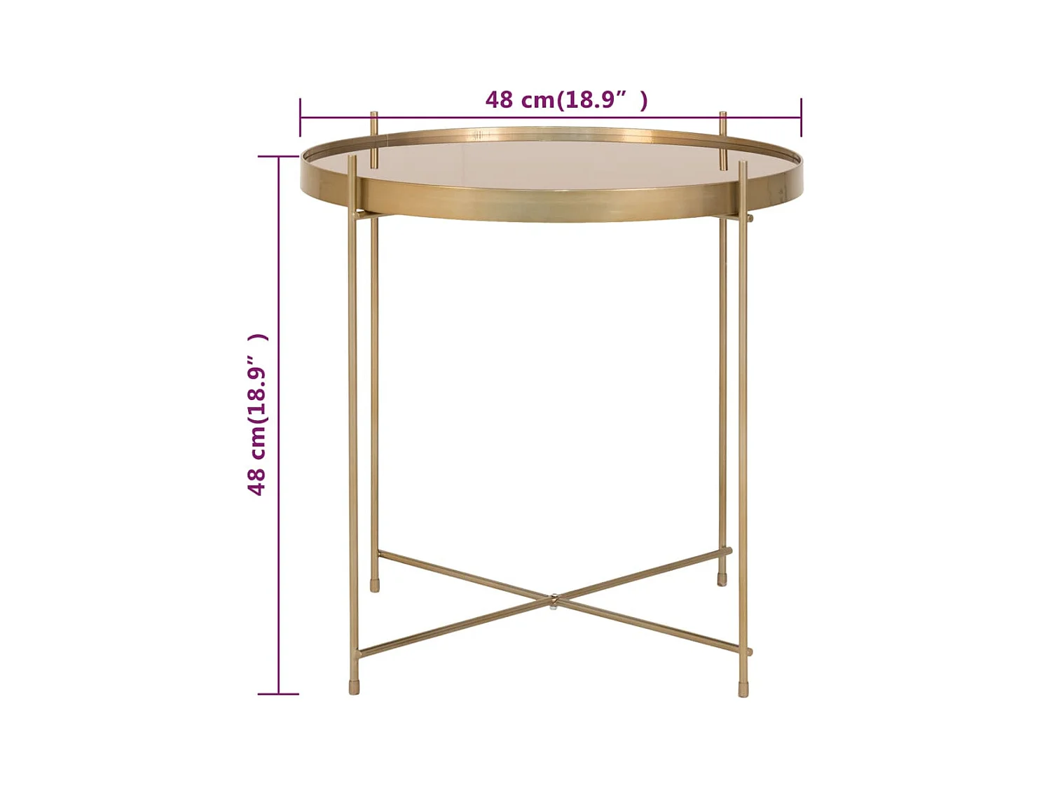 Mesa de café de acero aspecto de latón Ø 48 x 48 cm