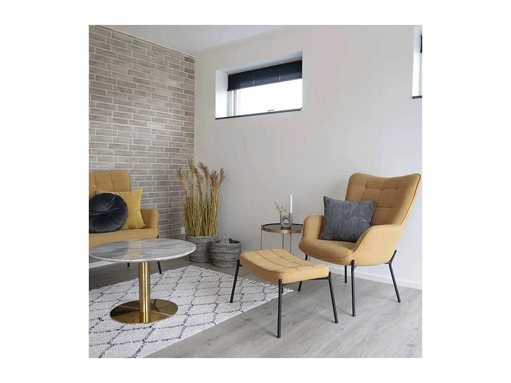 Mesa de café de acero aspecto de latón Ø 48 x 48 cm