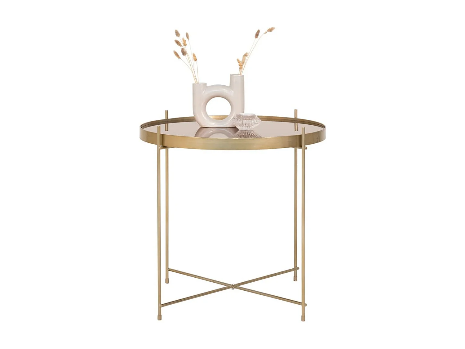 Mesa de café de acero aspecto de latón Ø 48 x 48 cm