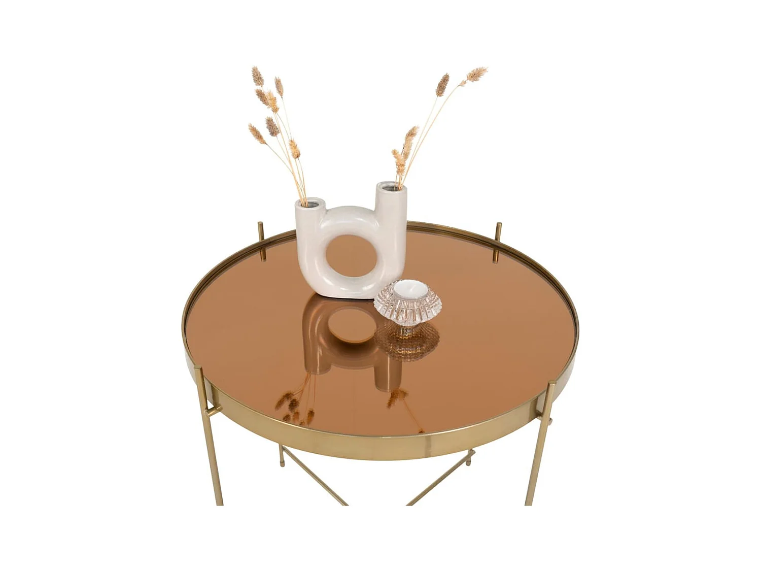 Mesa de café de acero aspecto de latón Ø 48 x 48 cm