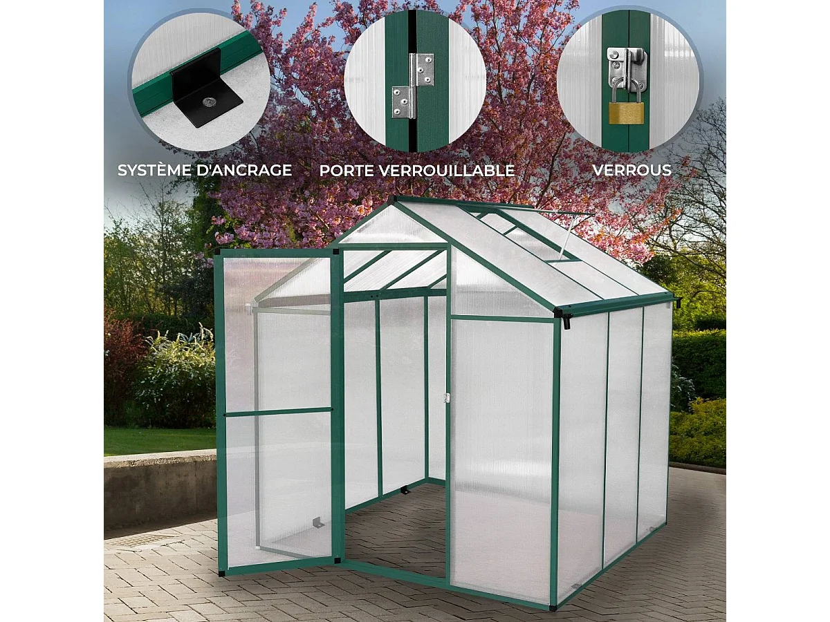 Tuinkas - Polycarbonaat - 180 x 180 x 194 cm - Groen