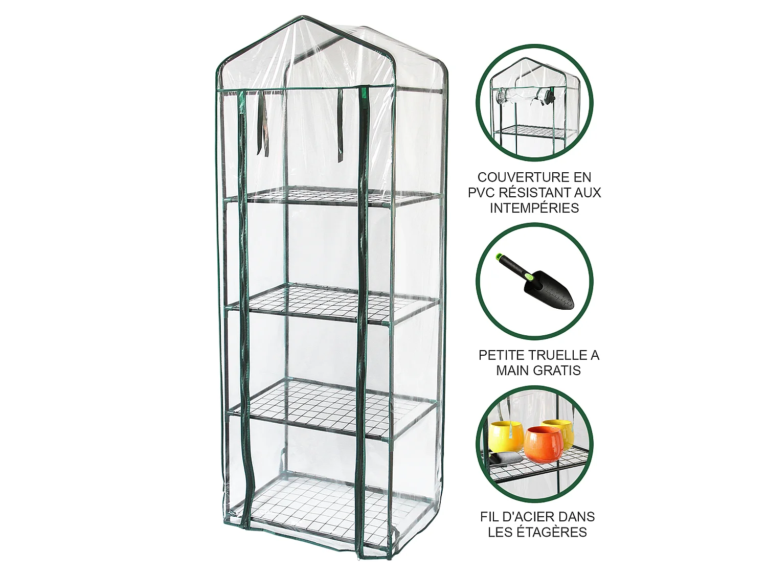 Mini Serre à 4 étagère avec Couverture en PVC