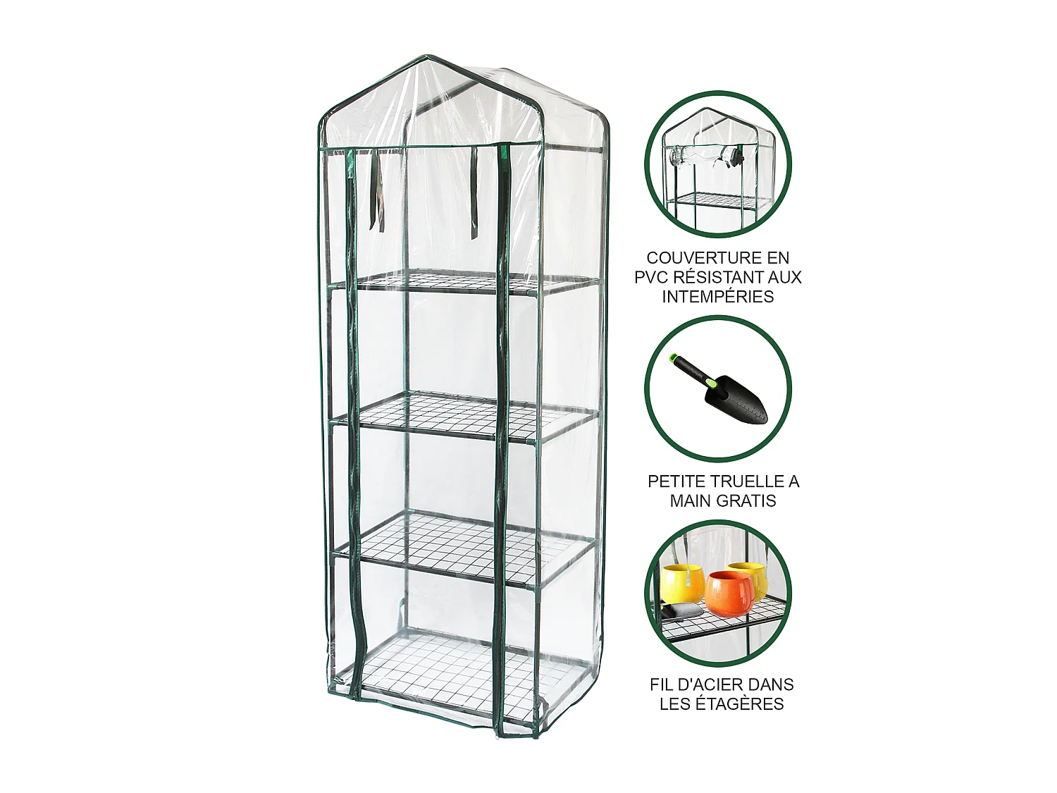 Mini Serre à 4 étagère avec Couverture en PVC