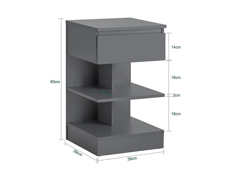 Set de 2 Mesitas de Noche con 1 cajón y 2 estantes Mesa Auxiliar para salón Comedor 39 x 39 x 65 cm FBT49-HGx2 SoBuy ES