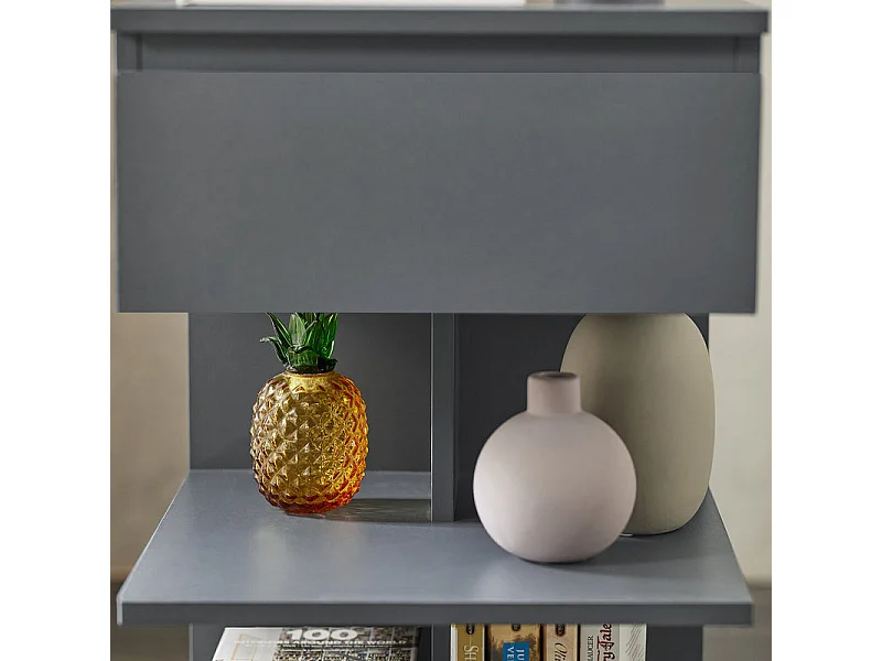 Set de 2 Mesitas de Noche con 1 cajón y 2 estantes Mesa Auxiliar para salón Comedor 39 x 39 x 65 cm FBT49-HGx2 SoBuy ES