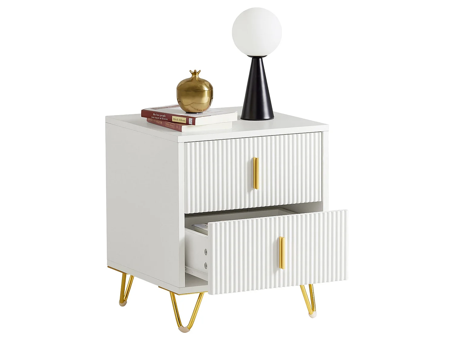 Table de Chevet avec 2 tiroirs Table de Nuit Bout de canapé Table d'appoint, FBT115-W