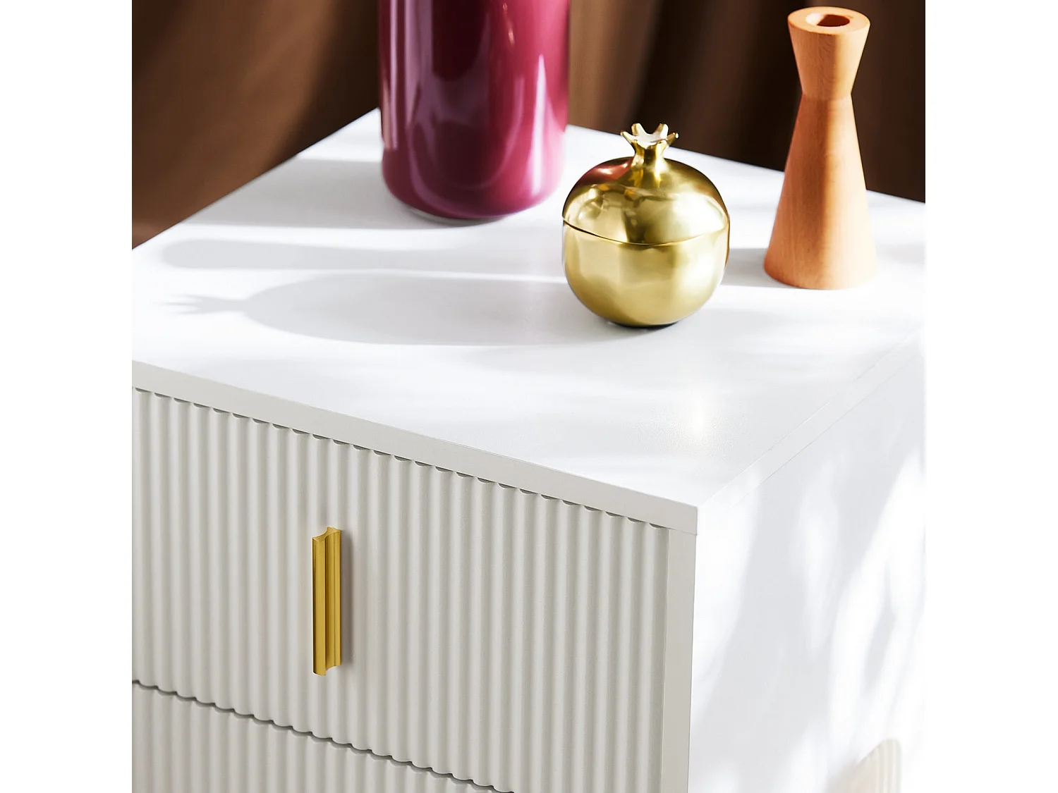 Table de Chevet avec 2 tiroirs Table de Nuit Bout de canapé Table d'appoint, FBT115-W