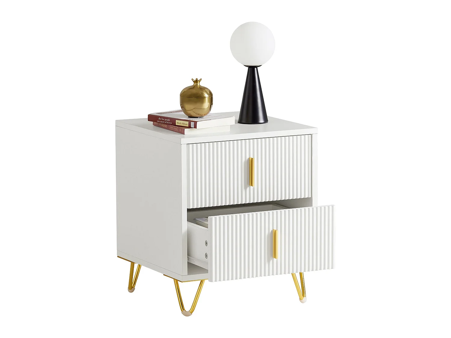 Table de Chevet avec 2 tiroirs Table de Nuit Bout de canapé Table d'appoint, FBT115-W
