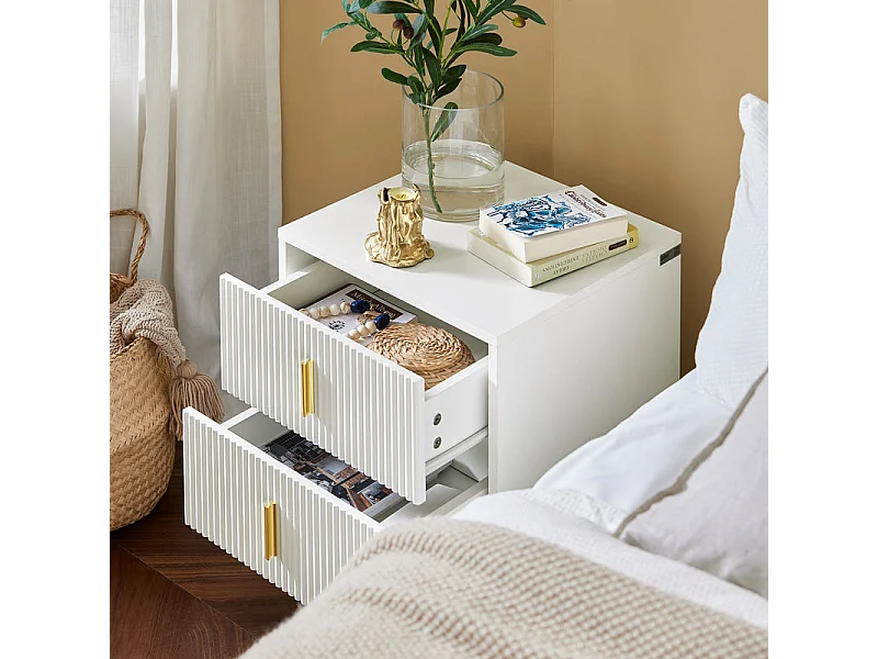 Mesa de cabeceira com 2 gavetas FBT115-W