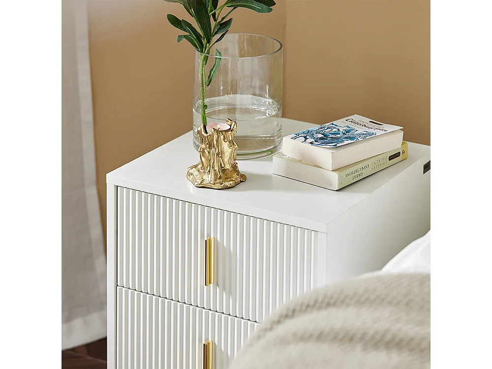 Mesa de cabeceira com 2 gavetas FBT115-W