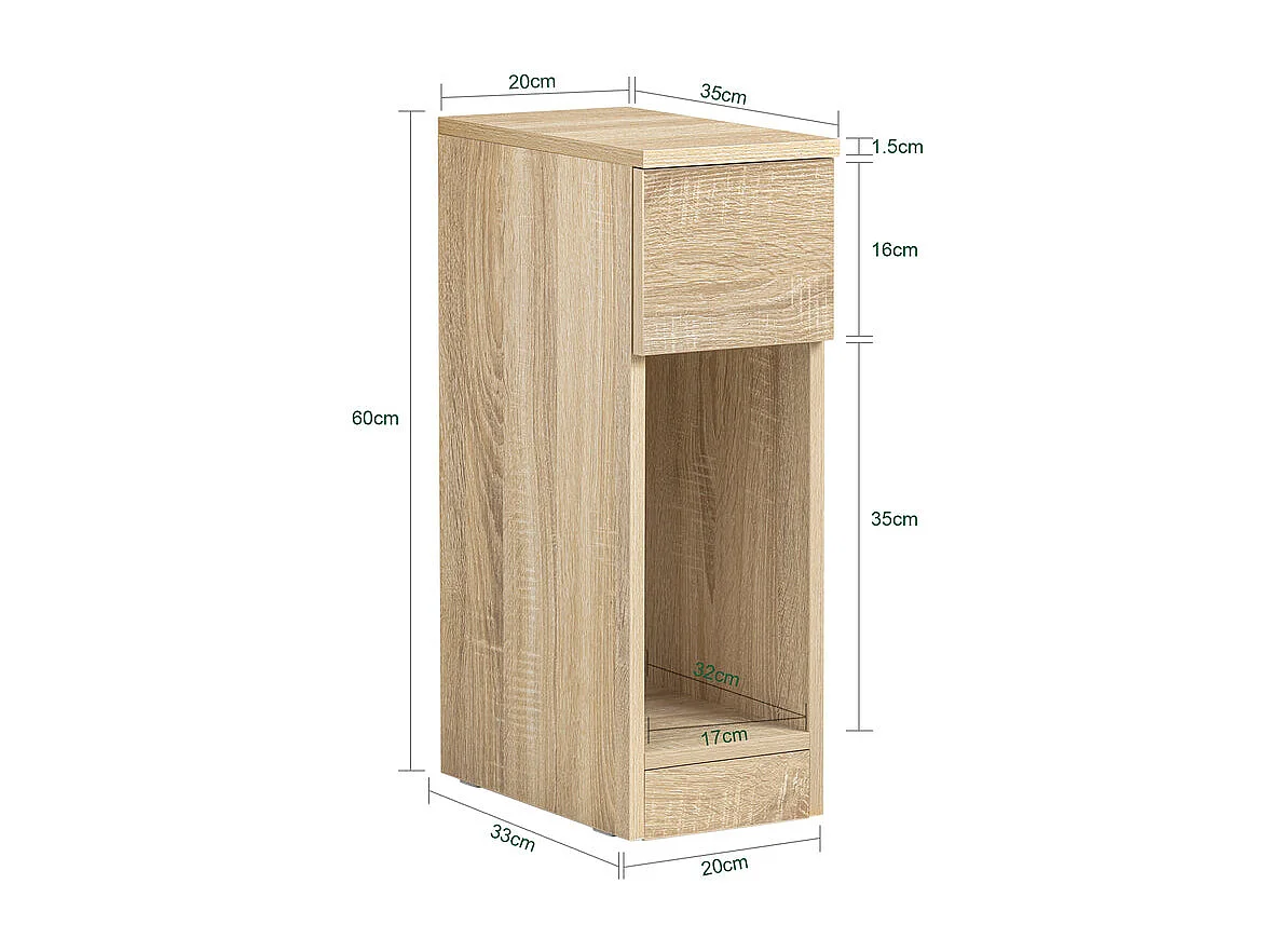 Set de 2 Mesas Auxiliares Mesita de Noche con 1 Cajón Mesa para Salón Comedor 20 x 35 x 60 cm Madera FBT111-Nx2 SoBuy ES