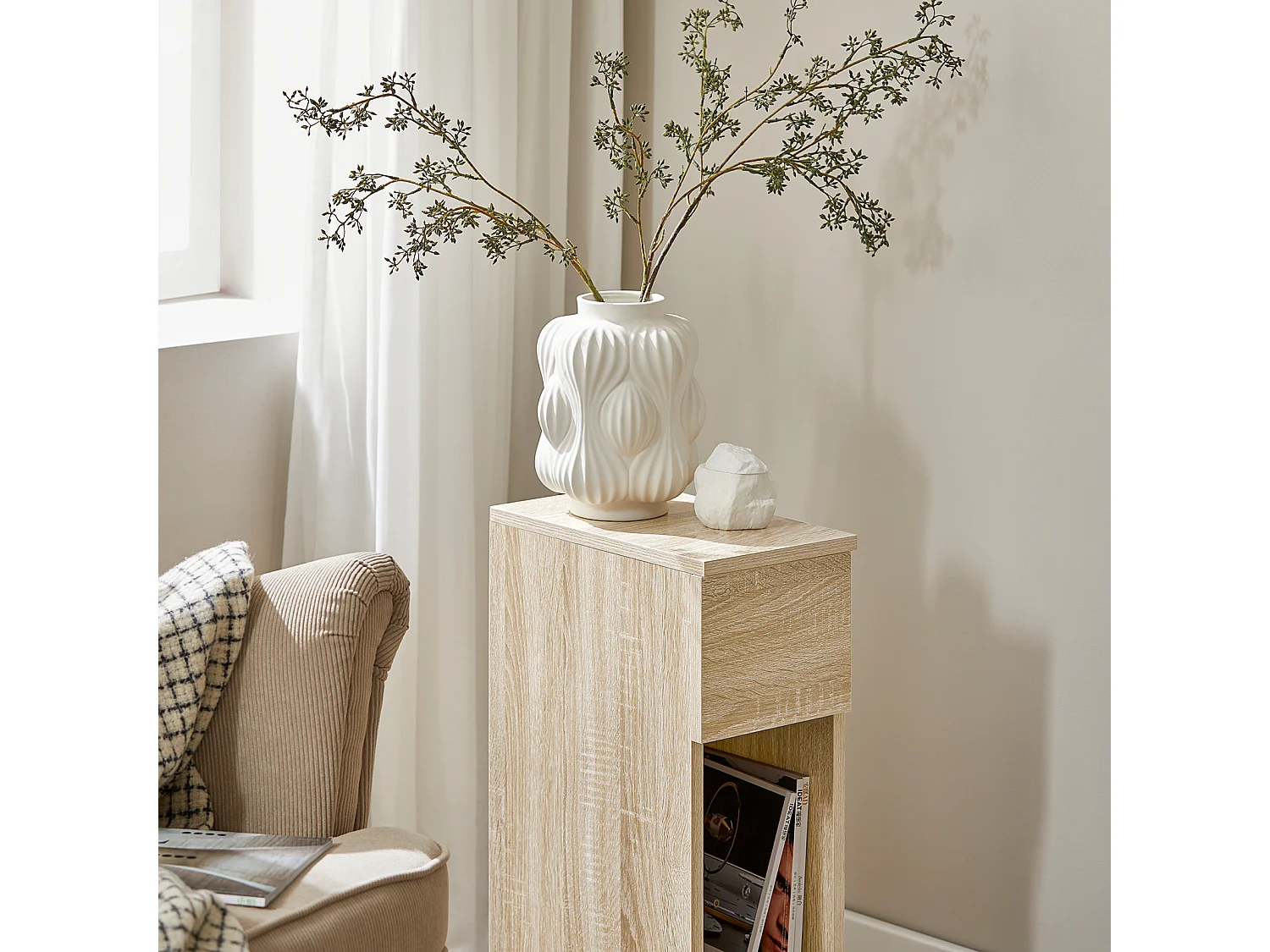 Set de 2 Mesas Auxiliares Mesita de Noche con 1 Cajón Mesa para Salón Comedor 20 x 35 x 60 cm Madera FBT111-Nx2 SoBuy ES