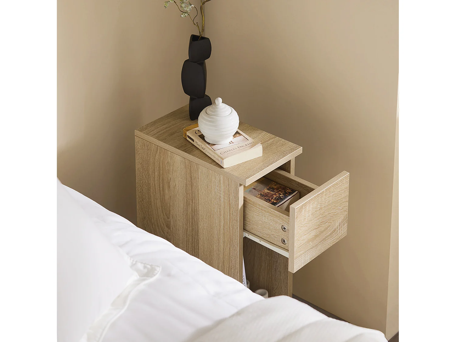 Set de 2 Mesas Auxiliares Mesita de Noche con 1 Cajón Mesa para Salón Comedor 20 x 35 x 60 cm Madera FBT111-Nx2 SoBuy ES