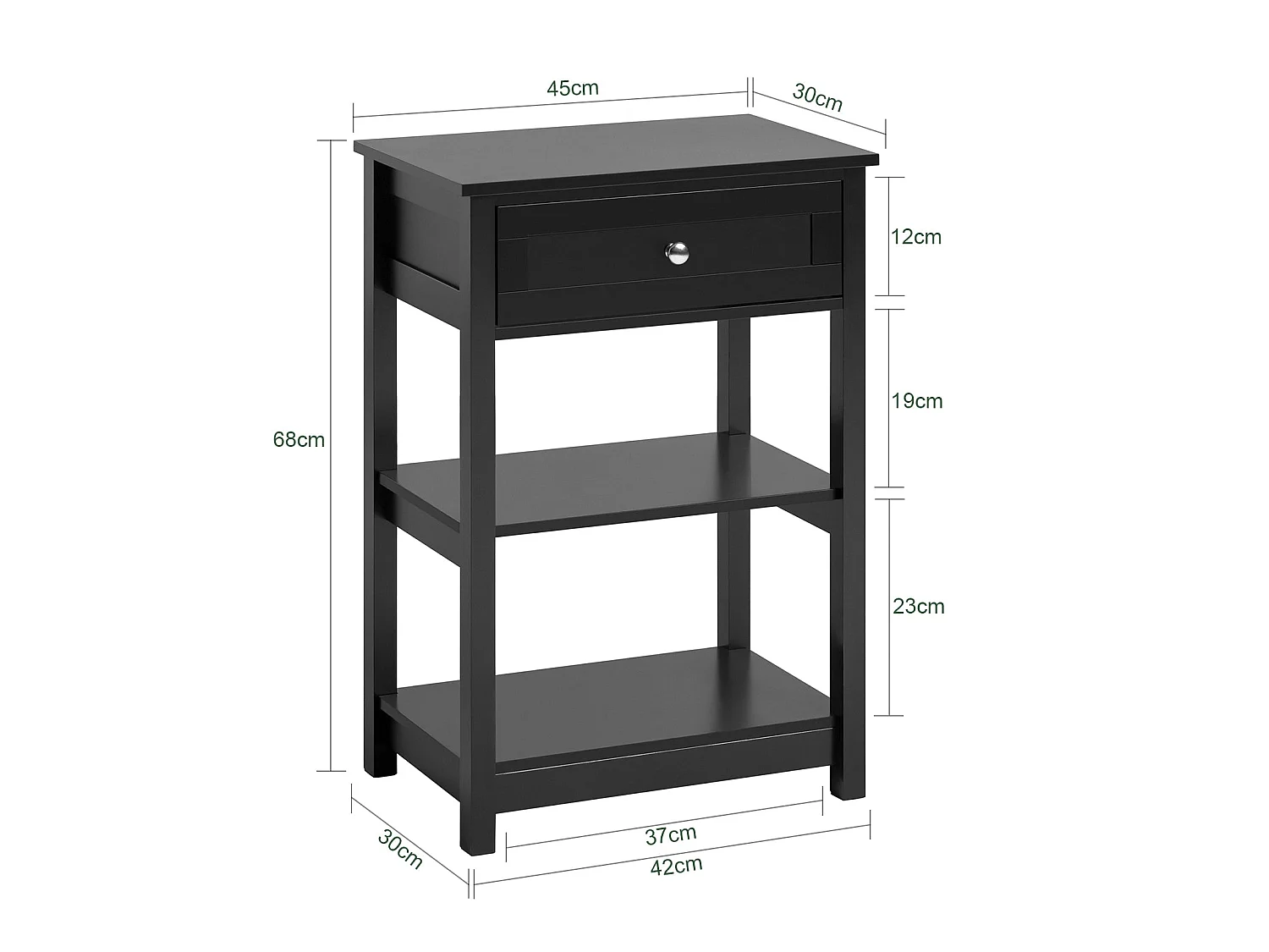 Set de 2 Mesas Auxiliares con 1 Cajón Consola Mesita de Noche para Salón Comedor Teléfono o Lampara Negro 45 x 30 x 68 cm FBT46-SCHx2 SoBuy ES