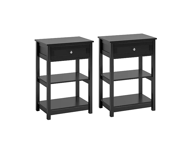Set de 2 Mesas Auxiliares con 1 Cajón Consola Mesita de Noche para Salón Comedor Teléfono o Lampara Negro 45 x 30 x 68 cm FBT46-SCHx2 SoBuy ES