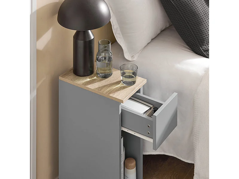 Set de 2 Mesas Auxiliares Mesita de Noche con 1 Cajón Mesa para Salón Comedor 20 x 35 x 60 cm Gris FBT111-HGx2 SoBuy ES