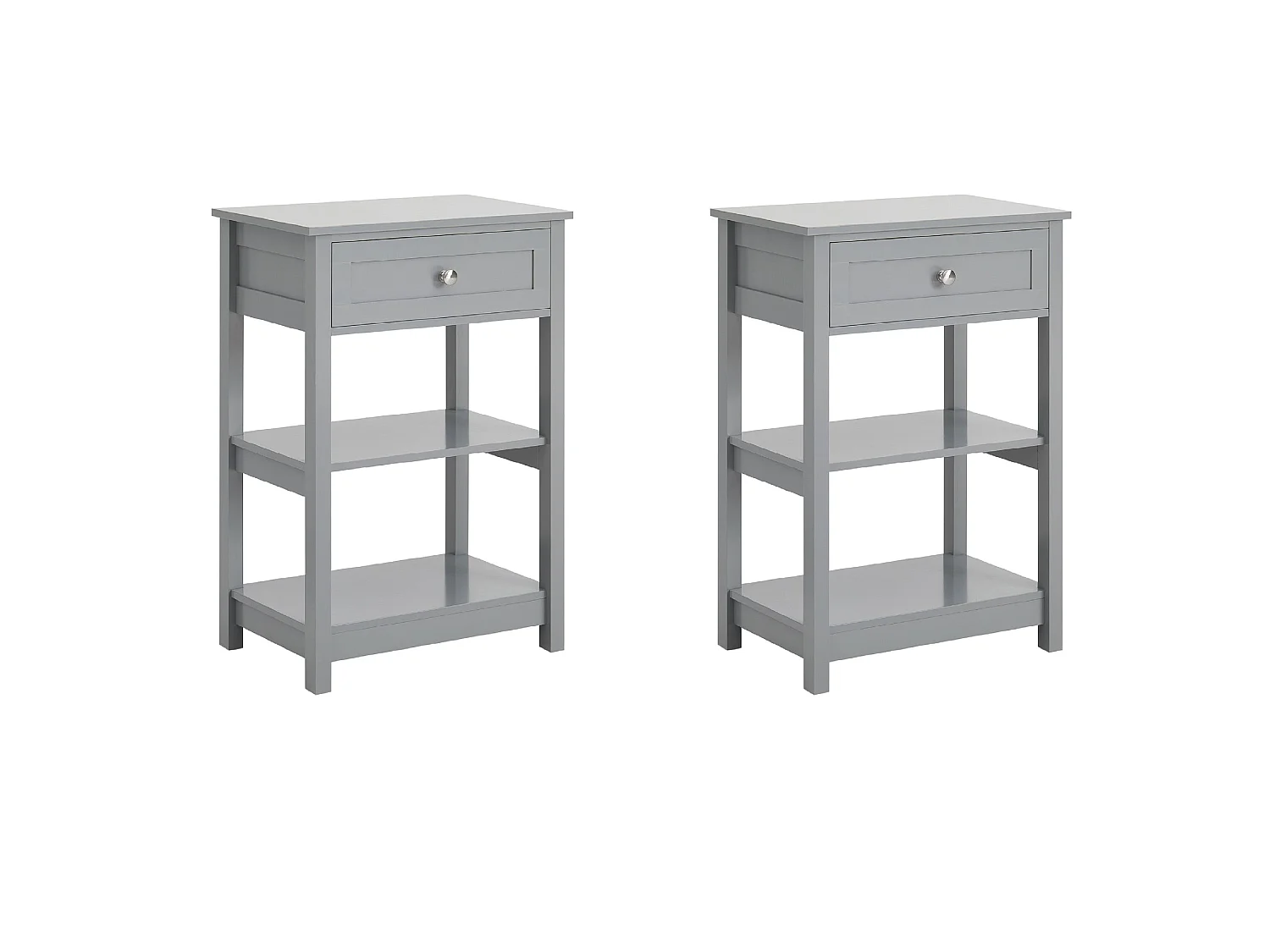 Set de 2 Mesad Auxiliares con 1 cajón Consola mesita de Noche para salón Comedor teléfono o lampara Gris 45 x 30 x 68 cm FBT46-HGx2 SoBuy ES