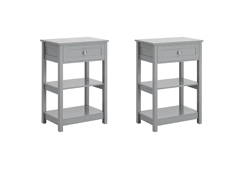 Set de 2 Mesad Auxiliares con 1 cajón Consola mesita de Noche para salón Comedor teléfono o lampara Gris 45 x 30 x 68 cm FBT46-HGx2 SoBuy ES