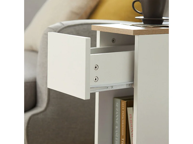 Set de 2 Mesas Auxiliares Mesita de Noche con 1 cajón Mesa para salón Comedor 20 x 35 x 60 cm FBT111-WNx2 SoBuy ES