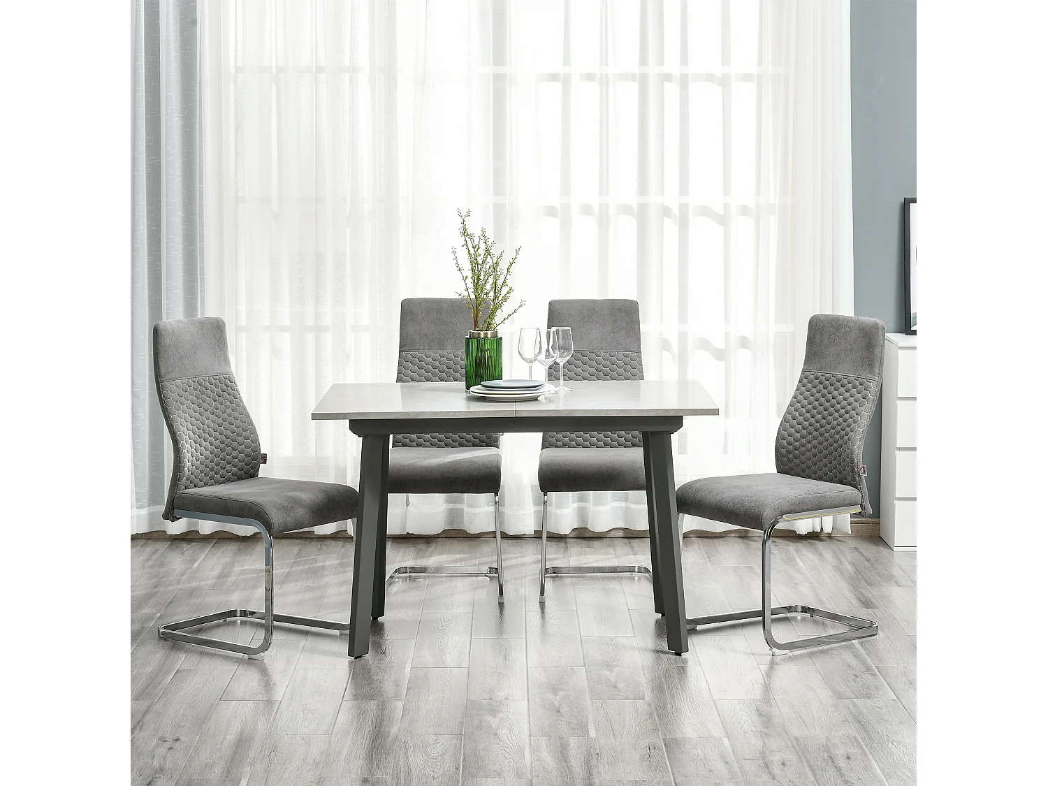 Set de 4 sillas de comedor gris 45x61x98 cm HOMCOM
