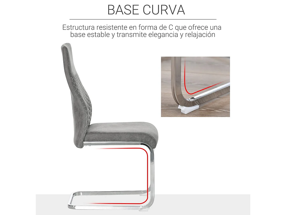 Set de 4 sillas de comedor gris 45x61x98 cm HOMCOM