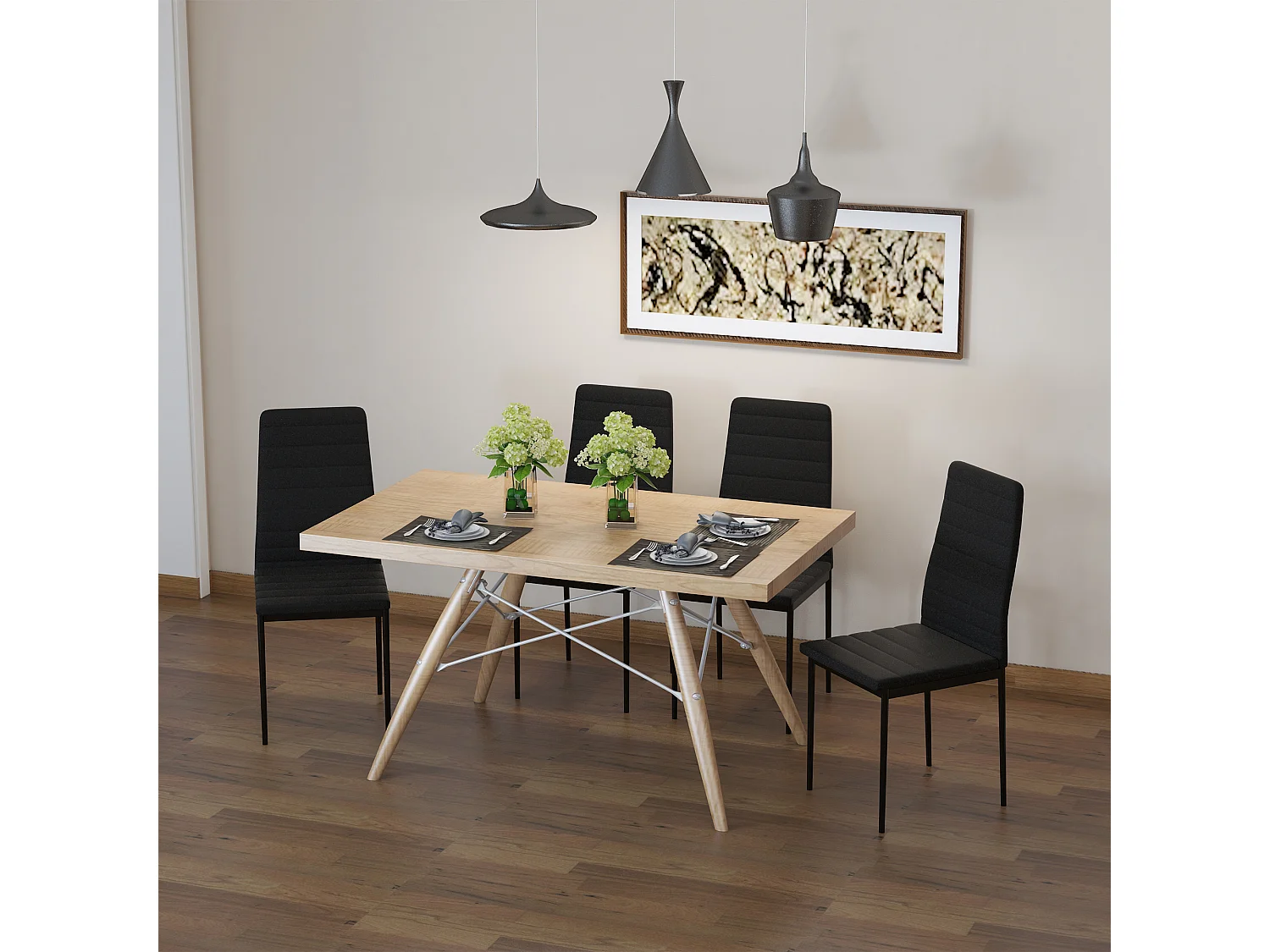 Sillas de comedor negro 41x50x97 cm HOMCOM