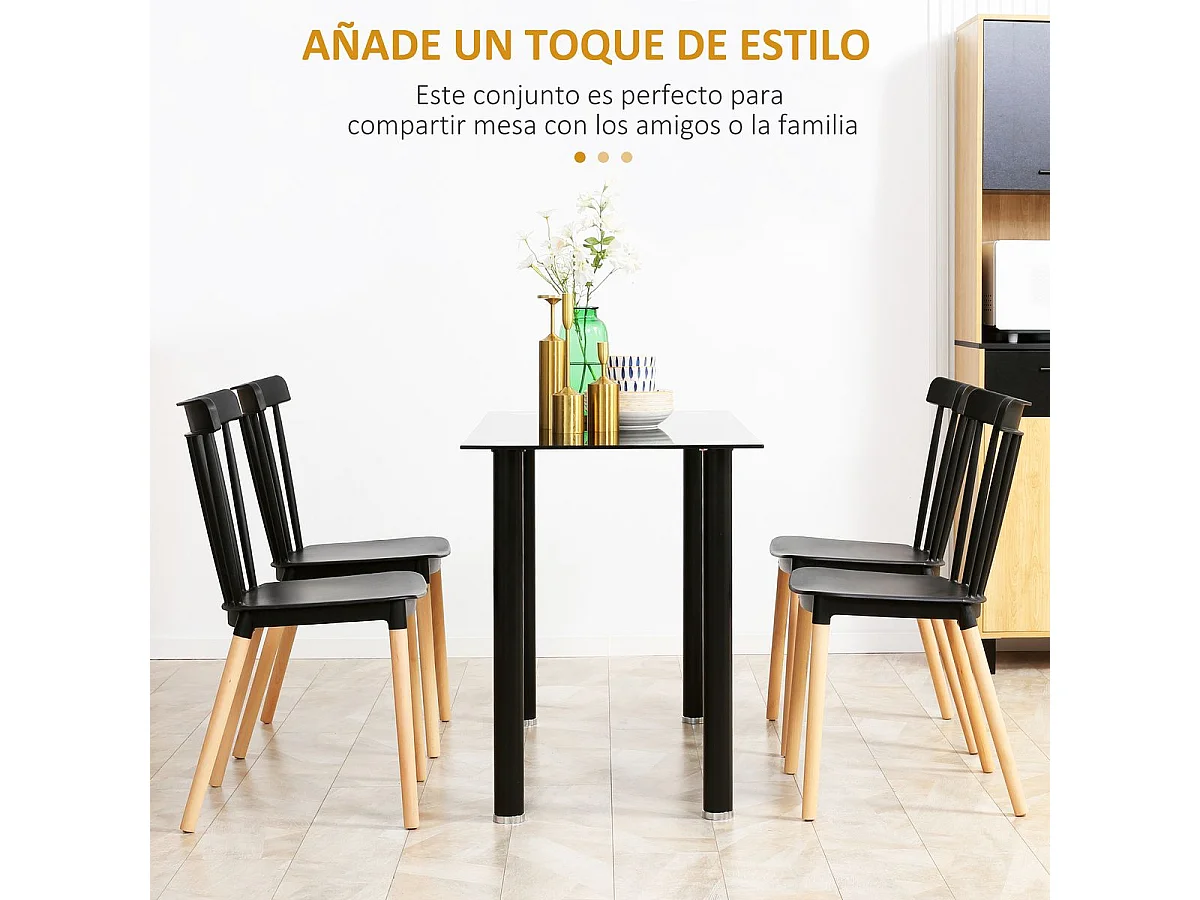 Sillas de comedor negro 43x52.5x83 cm HOMCOM