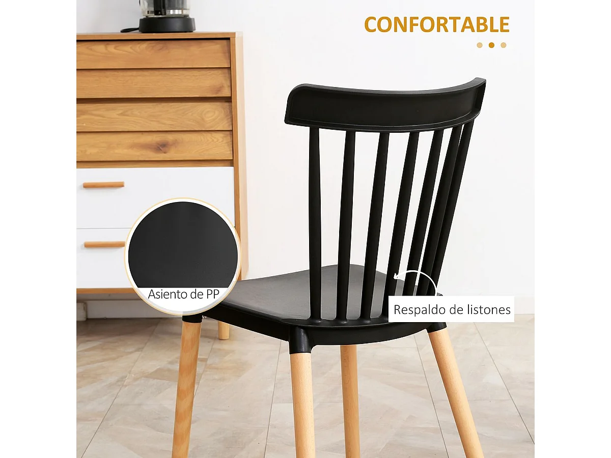 Sillas de comedor negro 43x52.5x83 cm HOMCOM