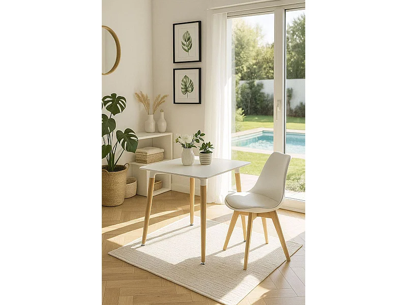 Estilo Nórdico - Mesa Tower Cuadrada 80 cm - Blanco