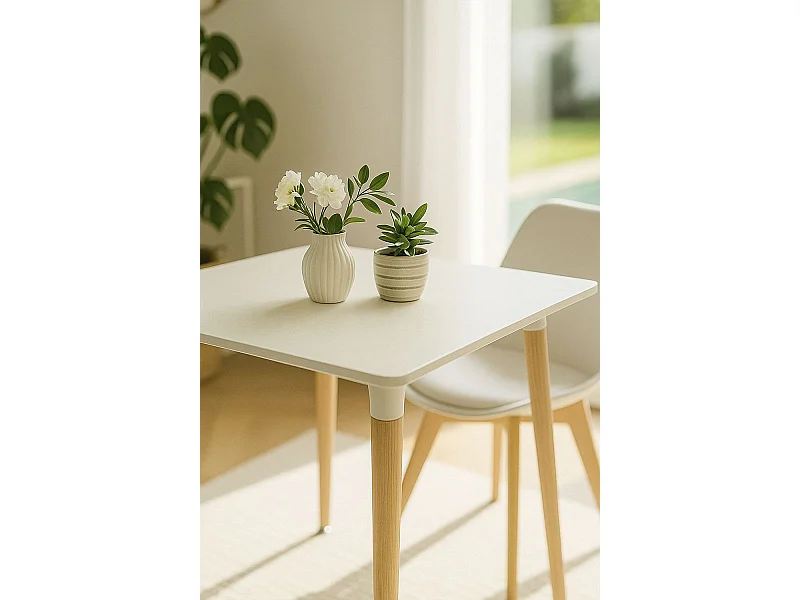 Estilo Nórdico - Mesa Tower Cuadrada 80 cm - Blanco