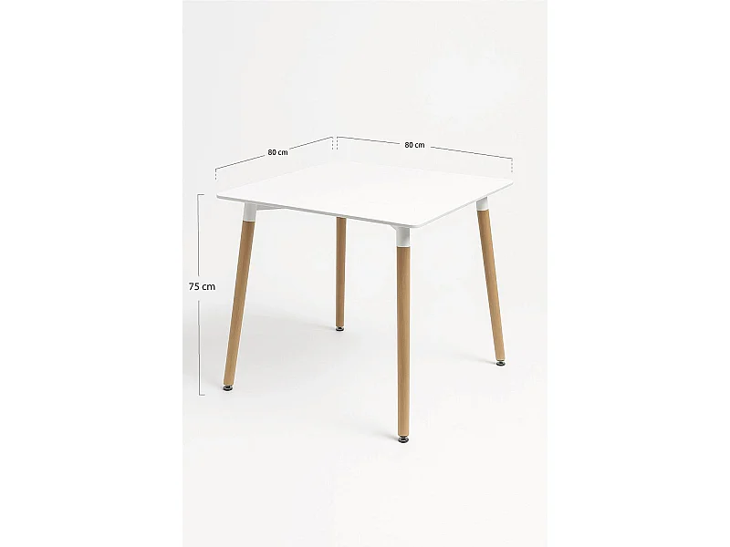 Estilo Nórdico - Mesa Tower Cuadrada 80 cm - Blanco