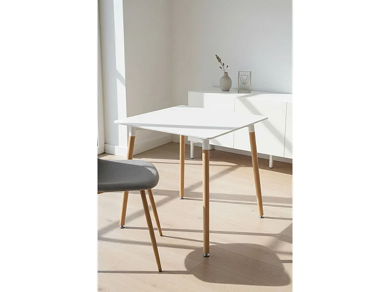 Estilo Nórdico - Mesa Tower Cuadrada 80 cm - Blanco