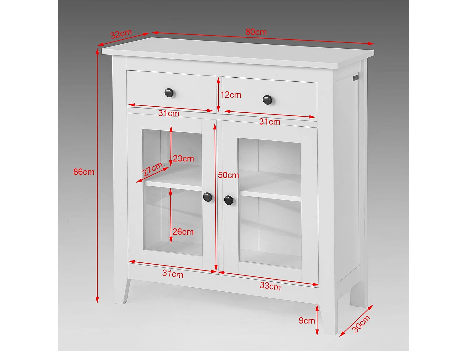 estanteria con 2 Puertas, Armario bajo, Consola Mesa Madera Escritorio Blanco, estanteria de Cocina, Blanco FSB05-W SoBuy ES