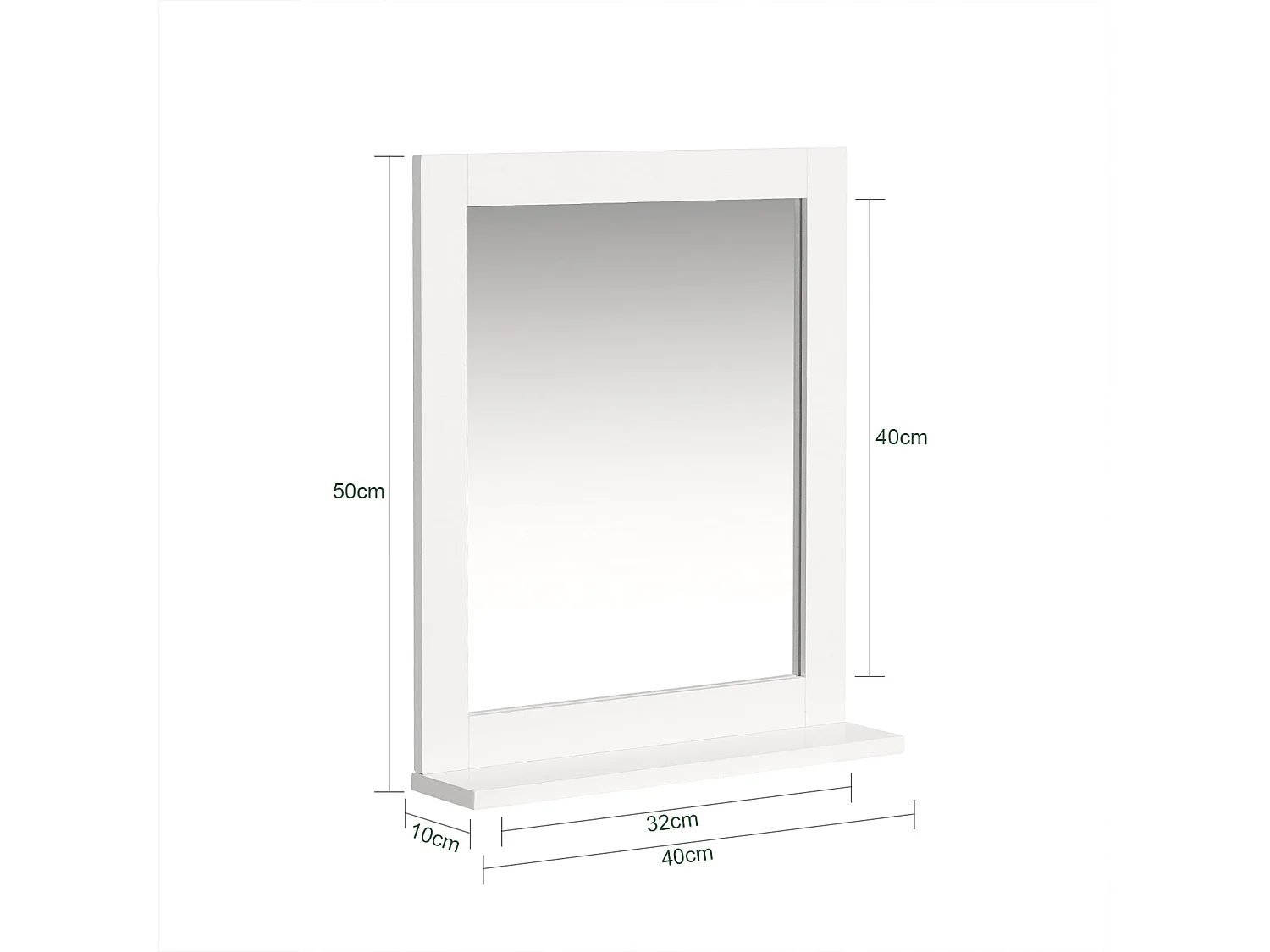 Mueble de Pared con Espejo, 2 en 1 Espejo y Estante de Baño, L40xP10xH49cm FRG129-W SoBuy ES