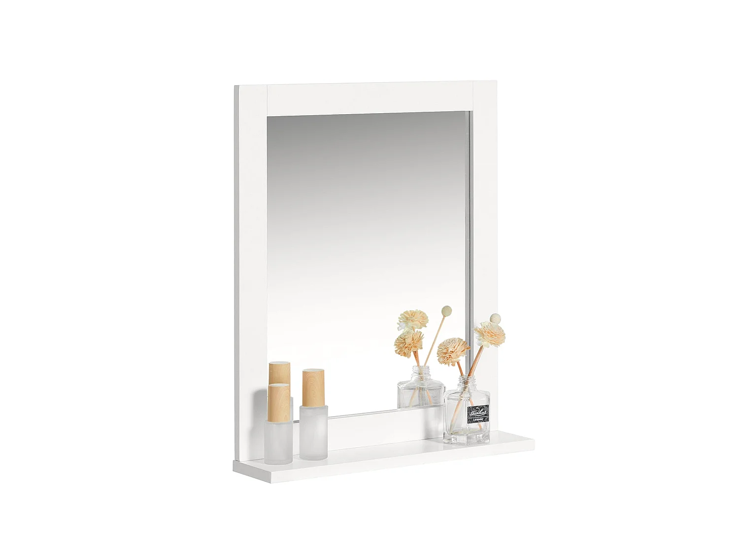 Mueble de Pared con Espejo, 2 en 1 Espejo y Estante de Baño, L40xP10xH49cm FRG129-W SoBuy ES